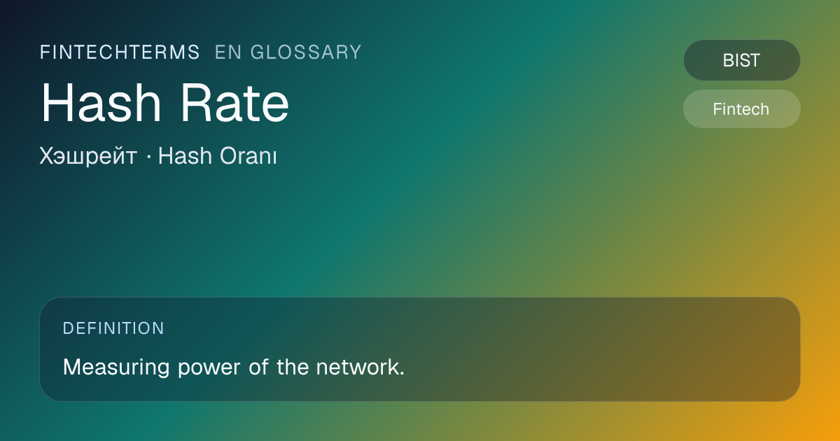 Hash Rate meaning in fintech and finance | FinTechTerms