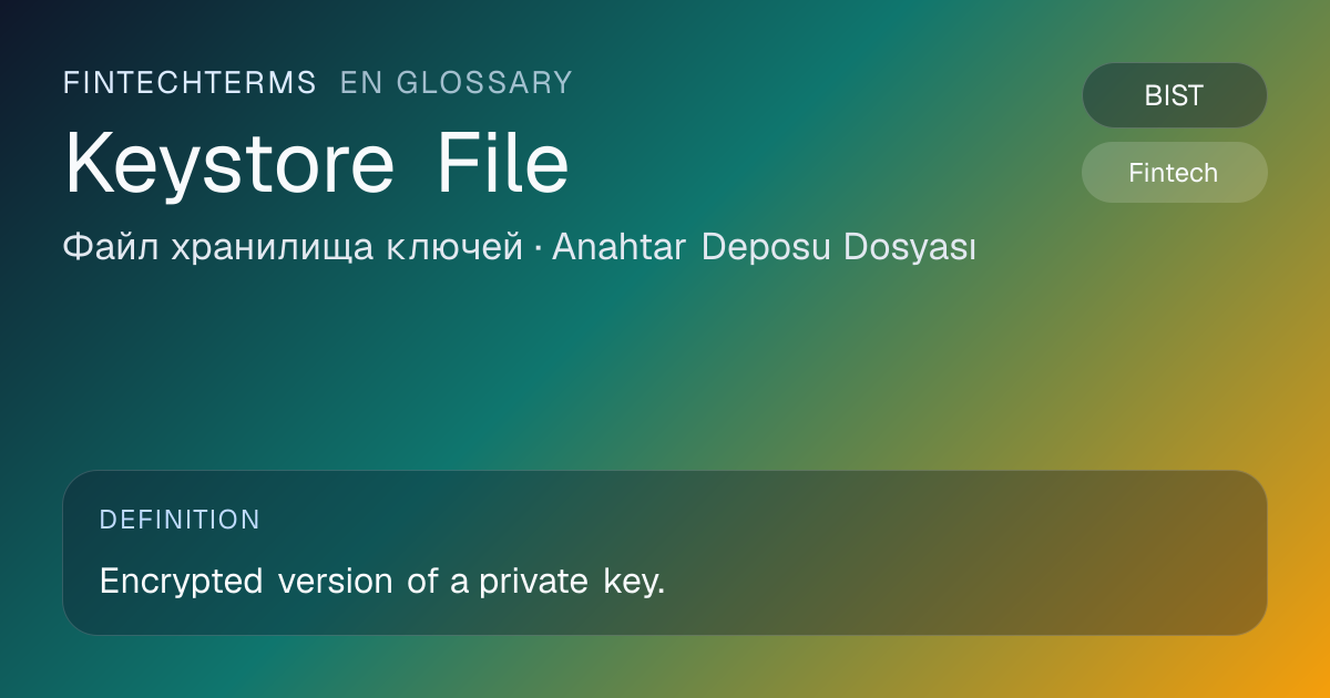 Keystore File meaning in fintech and finance | FinTechTerms