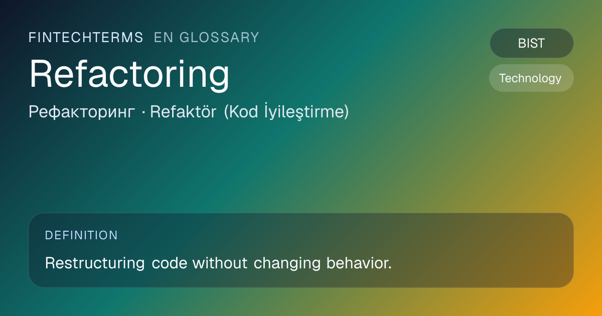 Refactoring meaning in fintech and finance | FinTechTerms